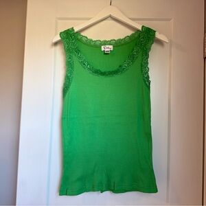Lilly Pulitzer Green Lace Trim Tank Top